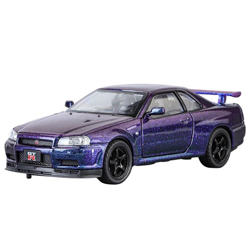 1/32 Nissan GTR R34 Skyline Суперкар Сплав Металл Литье под давлением Модель Автомобиля Звук и Свет Праздничный Подарок Парню Коллекция Хобби Украшения