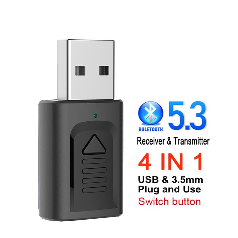 USB и 3,5 мм AUX Bluetooth 5.3 Dongle аудио приемник передатчик музыкальный адаптер для ПК Mp3 динамик ТВ беспроводные наушники автомобильное радио