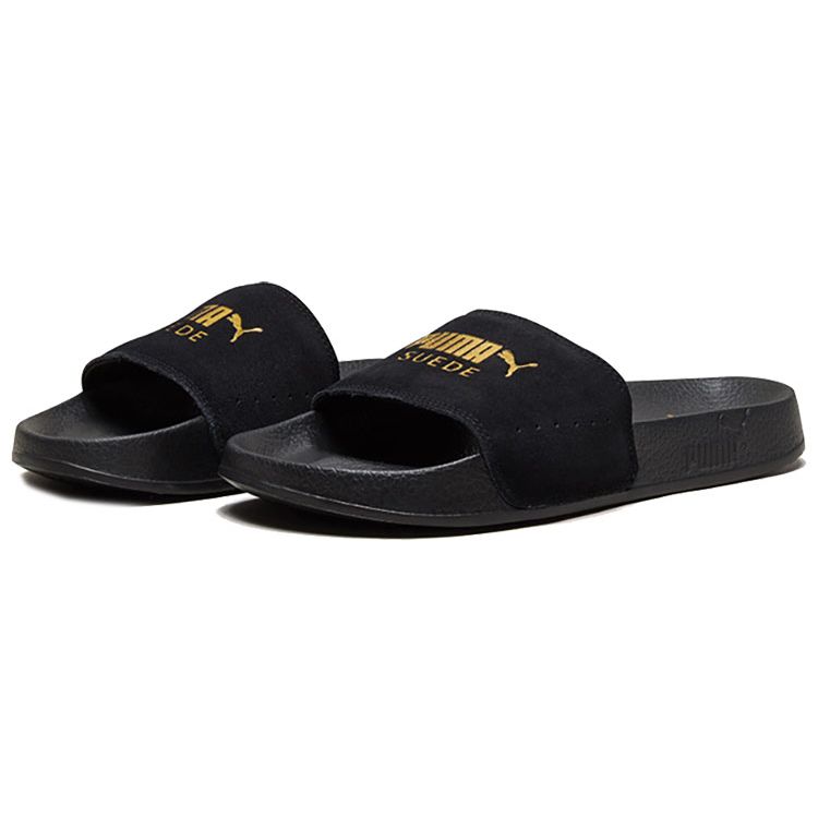 Puma Leadcat Suede Slide Black Team Gold Unisex Sneakers 365758-01