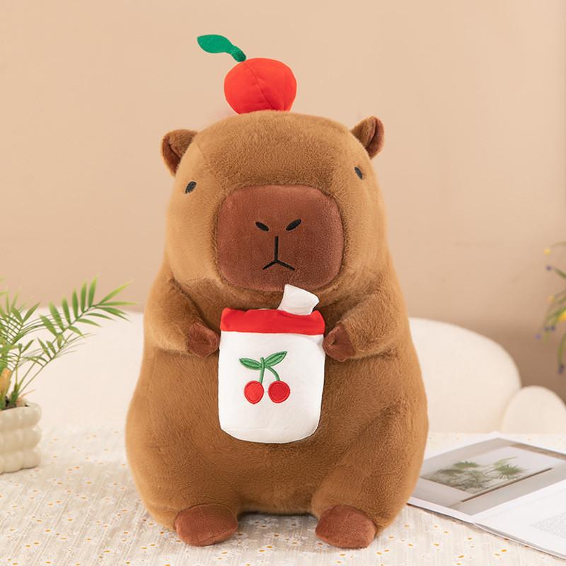 Fruit Tea Milk Cup Capybara Plush Toy Dolls Room Decoration Grape Carrot Cherry