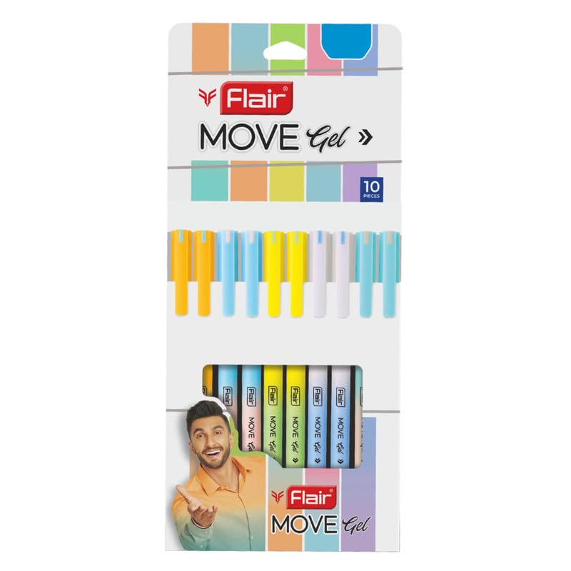 Flair Набор из 1 гелевой ручки Move 0,3 мм, синие чернила, пастельный матовый корпус, гладкое письмо. Для школы, офиса, ведения дневника.