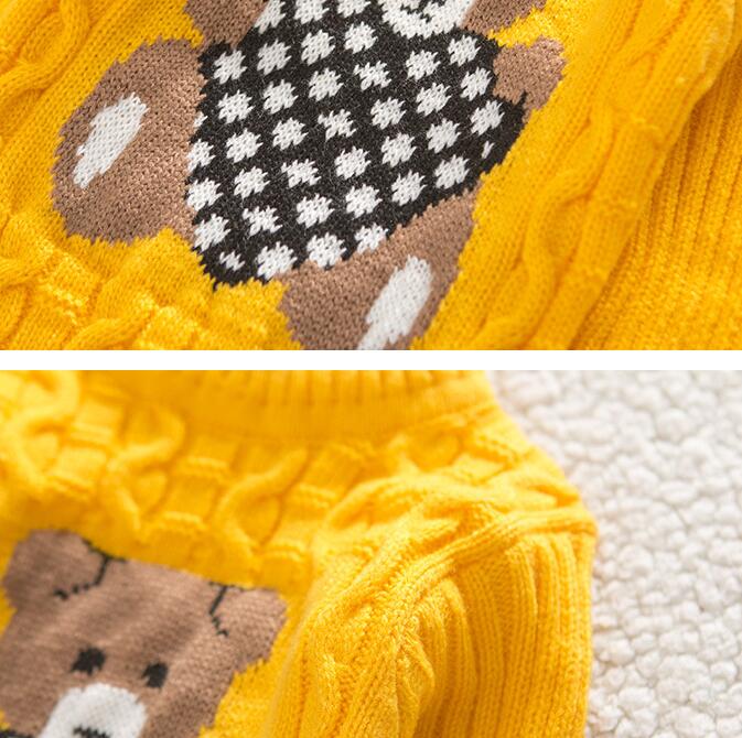 Осенне-зимние детские свитера с рисунком медведя для маленьких мальчиков и девочек, вязаный свитер с круглым вырезом, топы