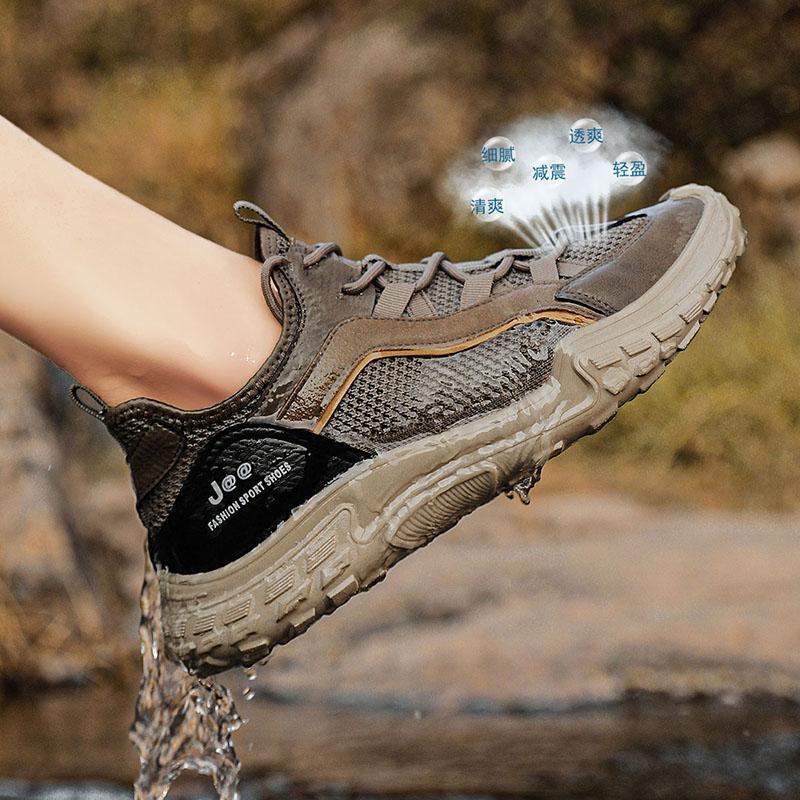 Модная летняя мужская повседневная обувь Модная сетчатая дышащая походная обувь Модная нескользящая спортивная обувь для мужчин