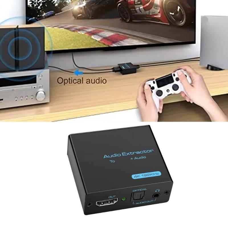 HDTV Sound Extractor 4K HDTV To 3.5mm Sound Adapter Splitter Converter Support HDCP Digital 5.1 for PC Laptop