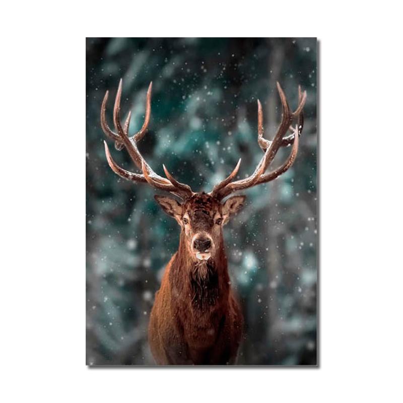 Плакат на скандинавскую тему, природный пейзаж, холст, картина, настенное искусство, горное озеро, принт с оленем, декоративные картины для гостиной, домашний декор