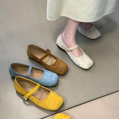 Французские цыганские туфли на плоской подошве, новый нишевый дизайн, туфли Мэри Джейн с квадратным носком и мягкой подошвой