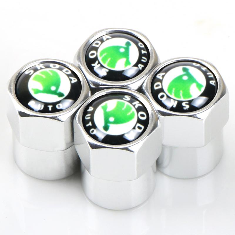 4pcs Car Wheel Tire Valve Caps Stem Case For Car emblems Auto Accessories For Skoda SUPERB RAPID KAROQ FABIA YETIEI8