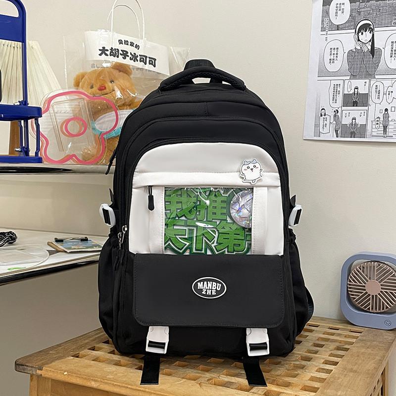 Color Solid Backpack Student Large Capacity Schoolbag Outdoor Leisure Bag Travel