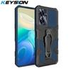 KEYSION Противоударный защитный чехол для Realme C55 C33, мягкий силикон + ПК, металлическая подставка, задняя крышка с зажимом для телефона для OPPO Realme C33 C55 C30S