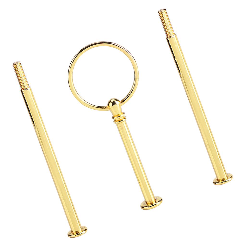 Multi Tiers Cake Tray Stand Handle Fruit Plate Hardware Fitting Holder(3-tiers Round Gold)