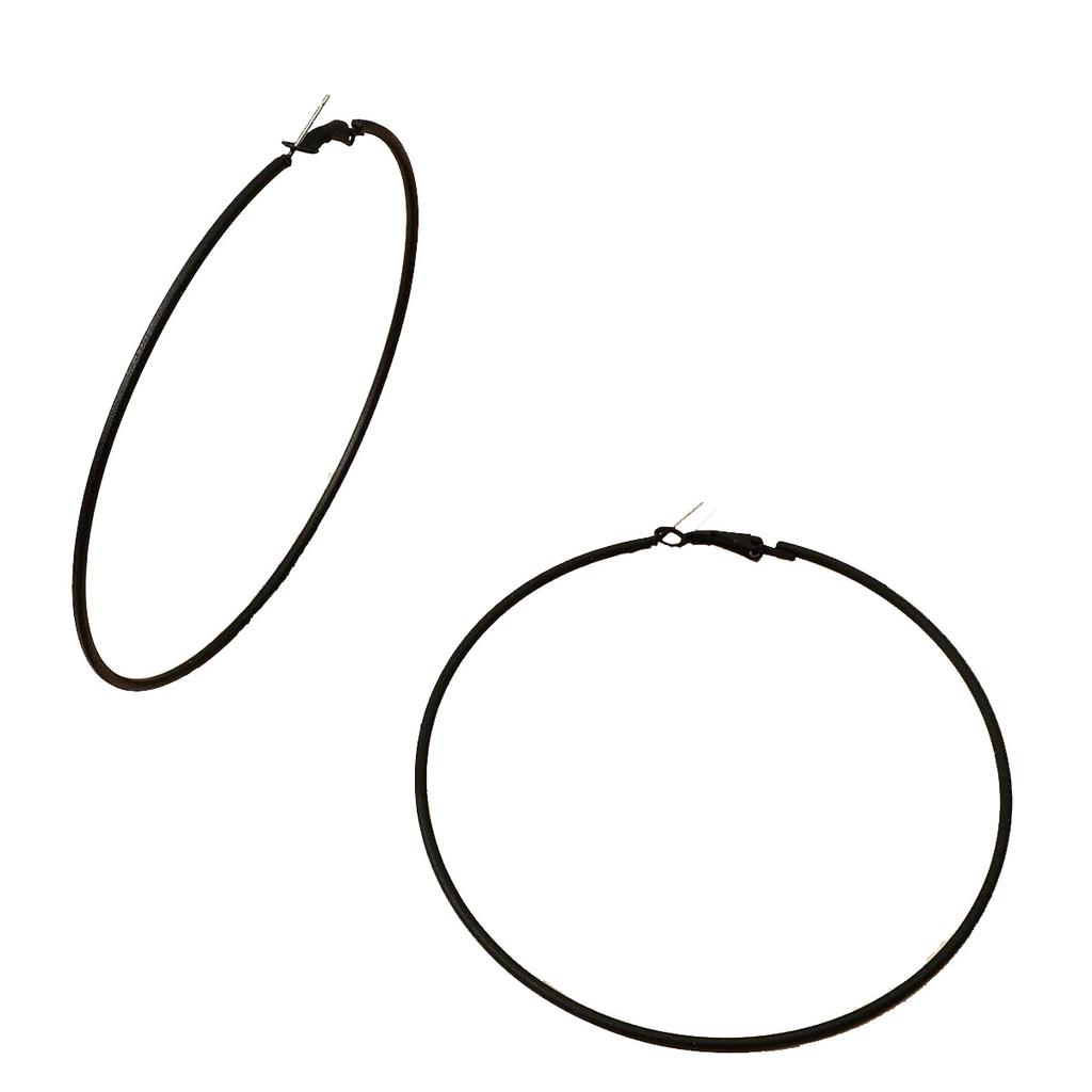 Black Metal Geometric Earrings 60mm , Fashion Hoop Earrings for Women