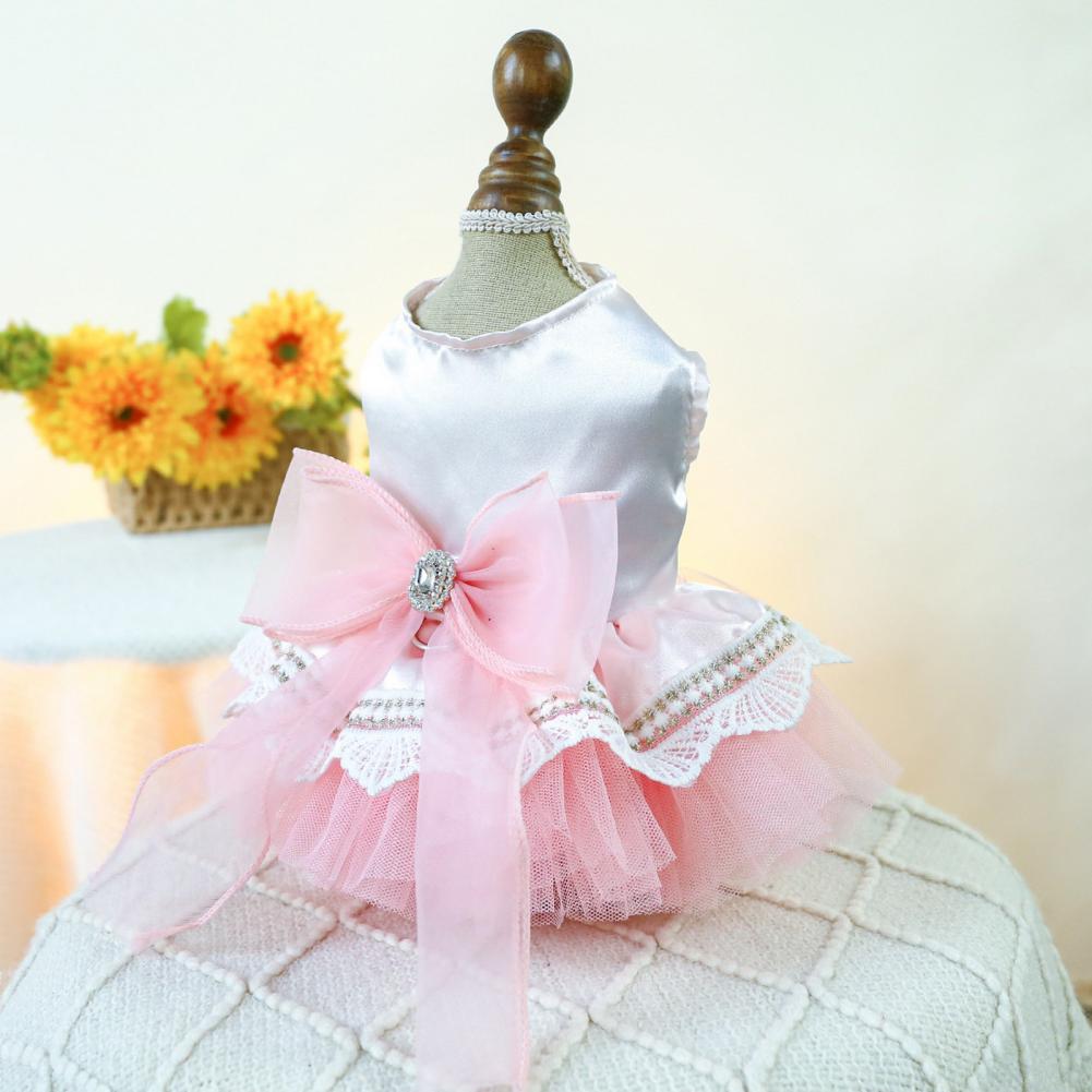 Сетчатое платье для питомца, которое легко снять, очаровательное платье для питомца со стразами и бантом, модное платье для принцессы для питомца, сетчатое платье для питомца