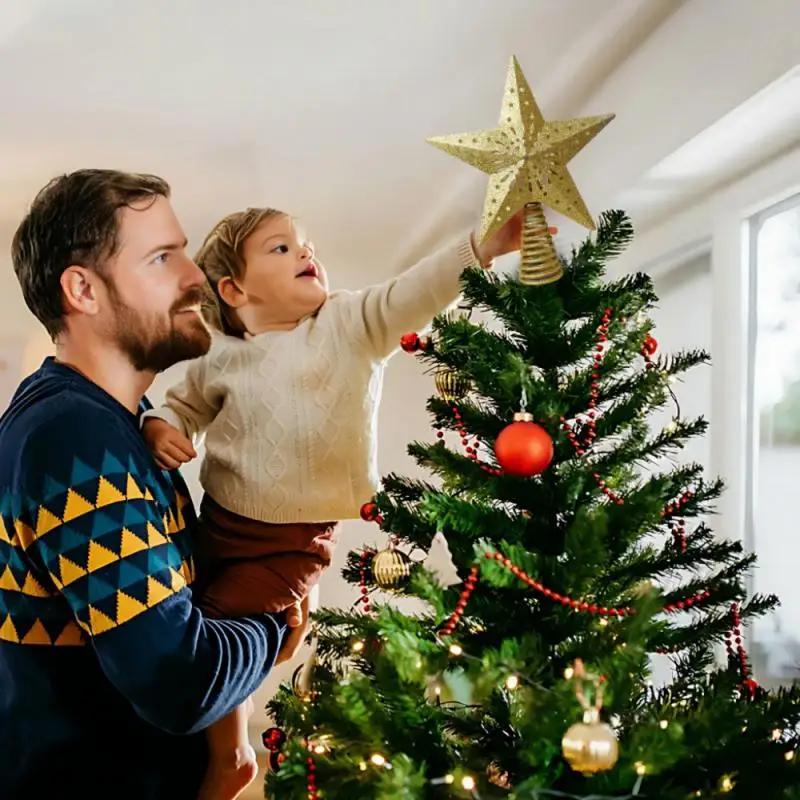 Украшение для верхушки рождественской елки 3D блестящая звезда светодиодный вращающийся снежинка проектор елочные украшения праздничная вечеринка подвесной светильник