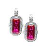 Heavy Industry Luxury High-end Rectangle Red Corundum Pendant Inlaid with High Carbon Diamond Blue Spinel Ring Earrings, Women