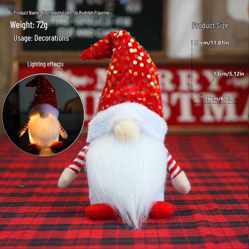 Светящийся гном с пайетками и Рудольф Рождественские украшения