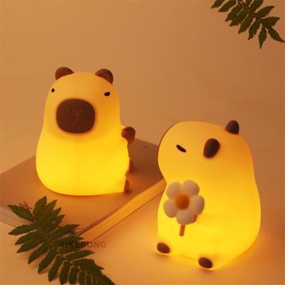 Светодиодные ночники для детской спальни, милые животные, манго, капибара, лампа с сенсорным датчиком, регулируемая яркость, USB-аккумулятор, RGB, синхронизация, подарок