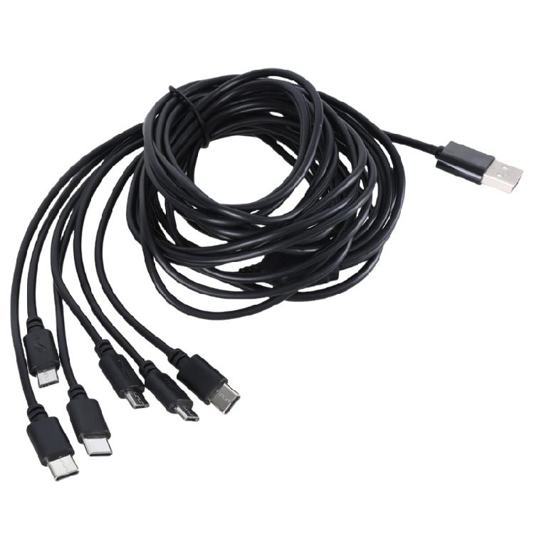 Эффективный USB-кабель для зарядки, шнур питания с разъемами USB 5Pin и Type C для одновременной зарядки шести устройств