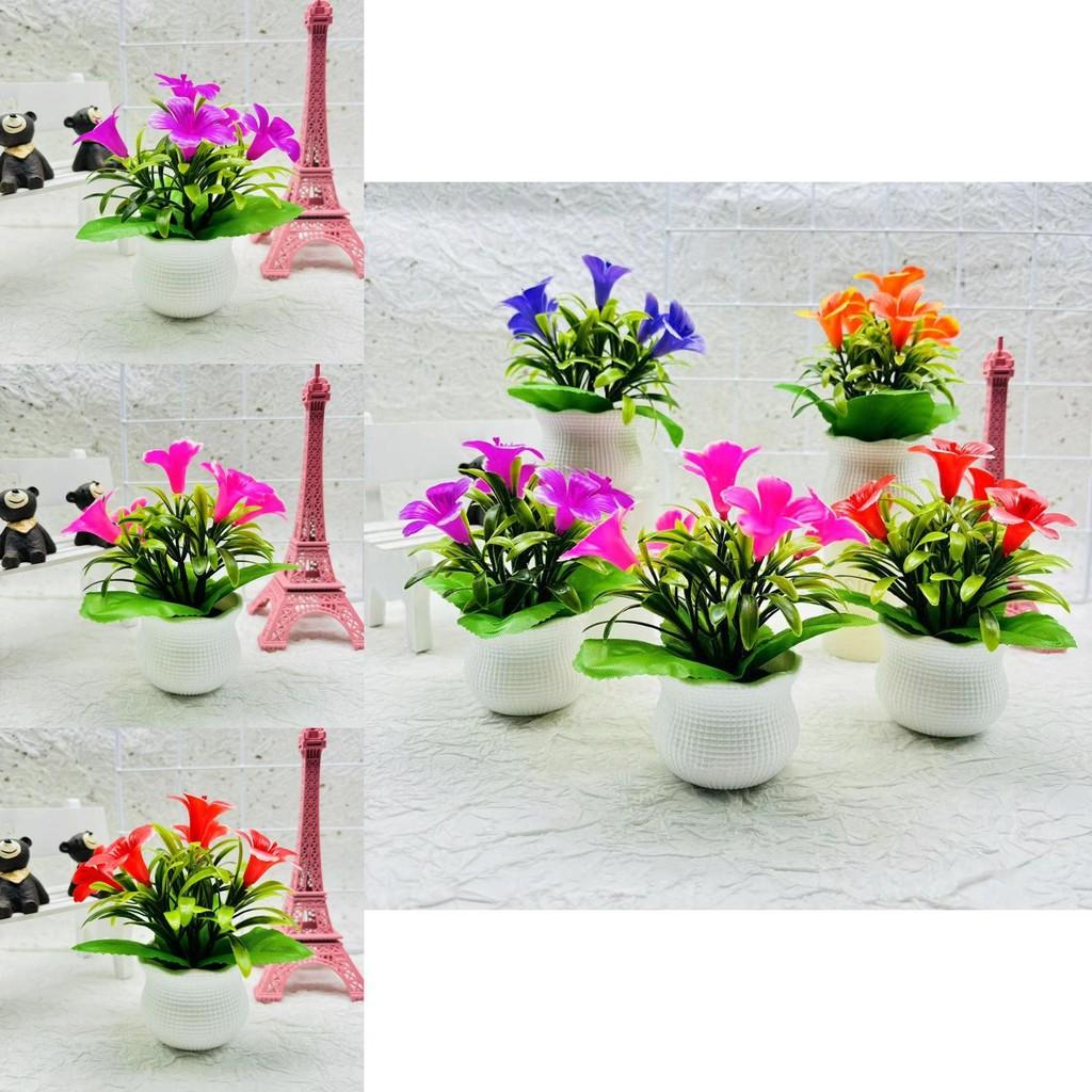 Faux Lily Flower With Durable Plastic Material For Desk Decoration And Gift Item