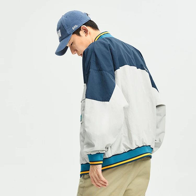 Водонепроницаемая свободная куртка с цветными блоками Li Ning Sports Trend Series, осенняя куртка унисекс, темно-синяя, антарктическо-серая, AJDR383-3