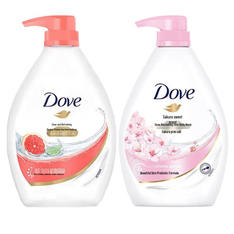 Dove Гель для душа Двойная упаковка (Глубокое очищение и Цветок вишни)