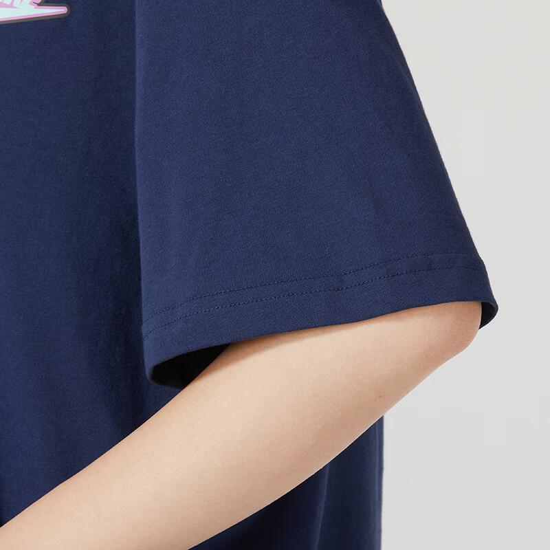 Nike Футболка с логотипом в винтажном американском стиле, повседневная, дышащая, с коротким рукавом и заниженной линией плеч, женские топы, темно-синие FD2548-410