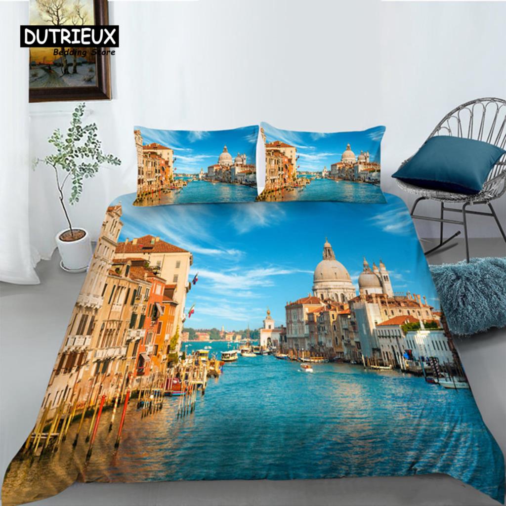 Пододеяльник с изображением Эйфелевой башни, современный французский комплект постельного белья с изображением городского пейзажа Парижа, 3D, европейское здание, одеяло, покрывало King для детей и взрослых, декор