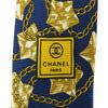 Used CHANEL tie COCO Mark Star Chain silk Navy gold suit