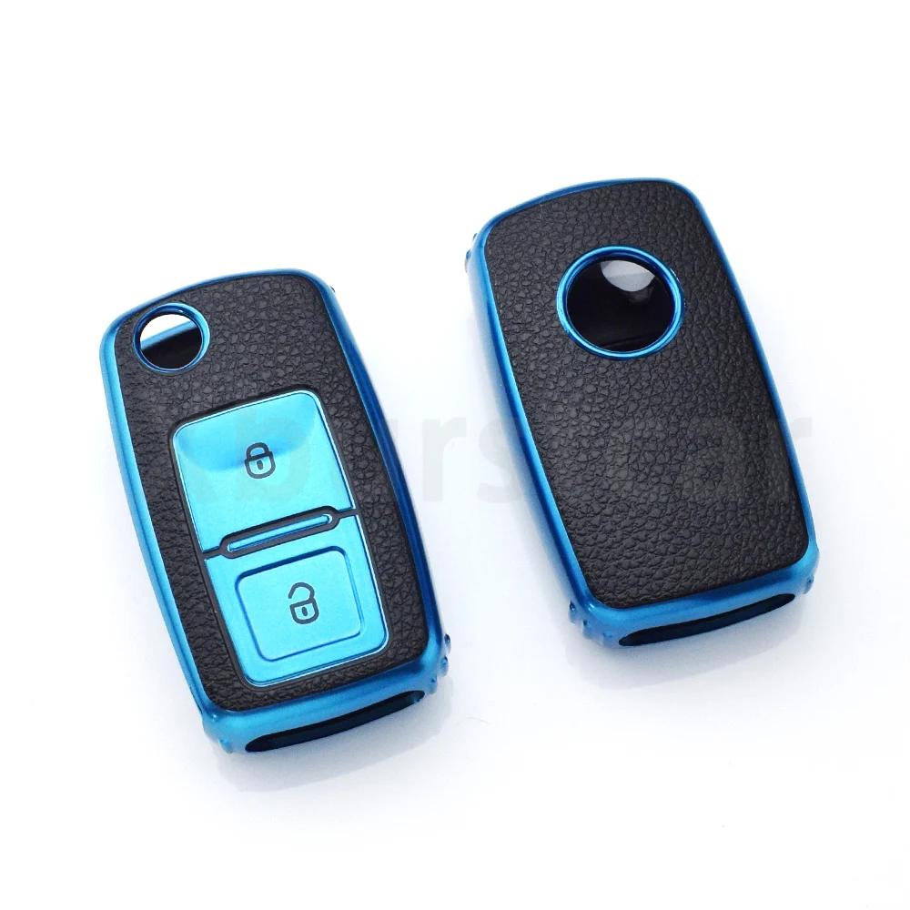 Для Vw Volkswagen Skoda Octavia Kodiaq Seat Leon Altea Beetle Tiguan Polo Golf Passat Автомобильный Чехол Оболочка Брелок ТПУ Автомобильный Складной Ключ Чехол