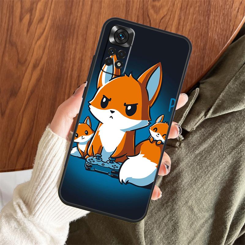 Anime Funny Fox Case For Xiaomi Redmi Note 14 Pro 13 12 11 10 15 Pro Plus Redmi 15 C 13 10C 12C 14C 13C Cover