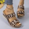 Модные женские босоножки на танкетке с леопардовым принтом, летние модные удобные тапочки на платформе, женские нескользящие шлепанцы для пляжа, шлепанцы
