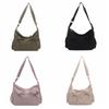 Sweet Pleated Bow Crossbody Bag Solid Color Multiple Pockets Nylon Shoulder Bag Korean Style Lightweight Hobo Bag Girls
