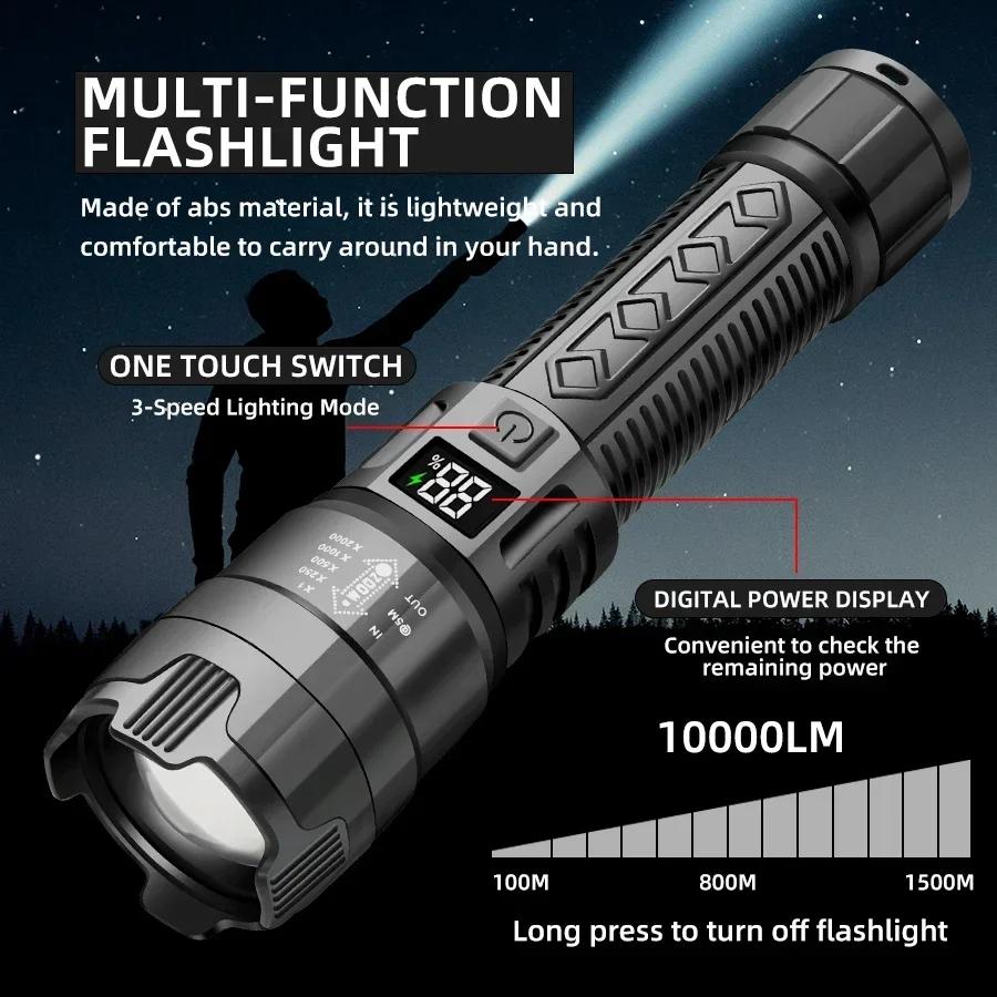 High Power Led Flashlights Very Strong Tactical TorchMultiple Modes Rechargeable Camping Fishing Emergency Zoom Lantern