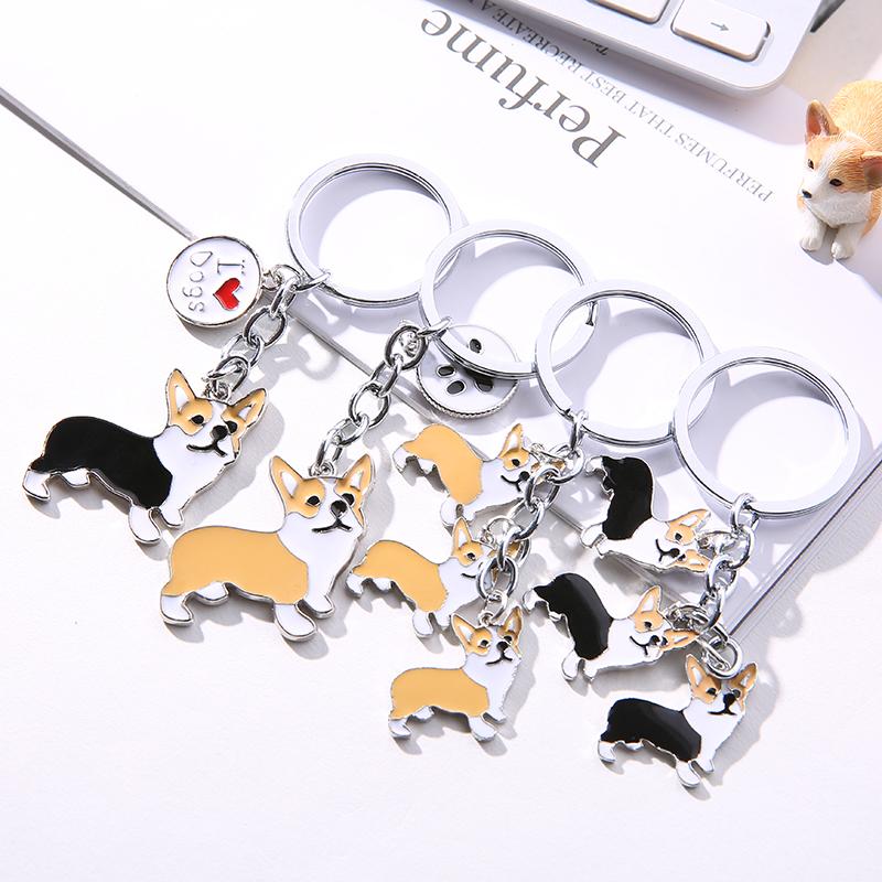 НОВЫЙ милый брелок для ключей с собакой вельш-корги для женщин, брелок для ключей с подвеской в виде сумки, мужской автомобильный держатель для ключей, ювелирные изделия с подвесками I LOVE DOG GIFTS