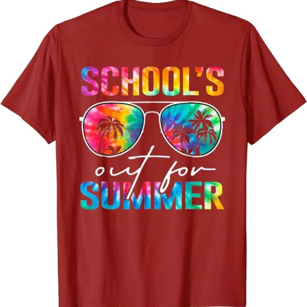 Schools Out for Summer Tie Dye Last Day of School Teacher T-Shirt Schoolwear Outfit Humor Funny Graduate Tee Top Graduation Gift