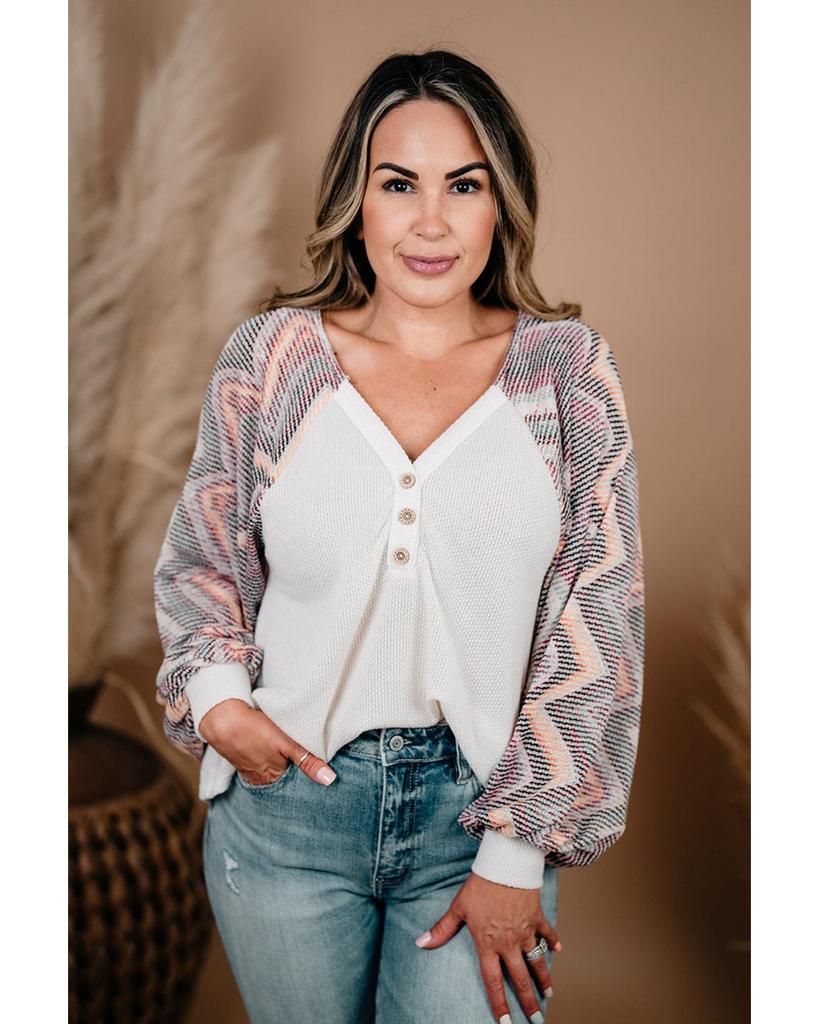 Azura Exchange Geometric Contrast Sleeved Top