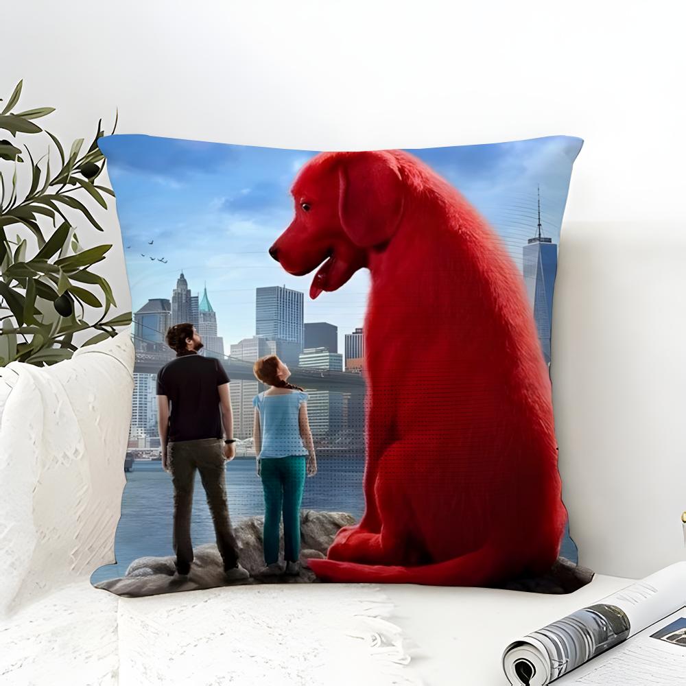 Pillow Case Cotton Linen Fabric Square Zipper Pillowcase Home Decorative Living Room Comic Cartoon C-Clifford The Big Red Dog 2
