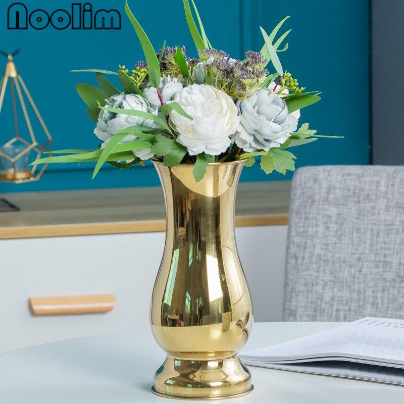 Stainless Steel Tabletop Vase Modern Minimalist Fashion Ornaments Crafts Home Office Decoration Vase