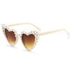 Korean Heart-Shaped Frame Pearl Decoration Sunglasses Travel Sun-Protective Bridal Glasses Bride Eyewear Outdoor