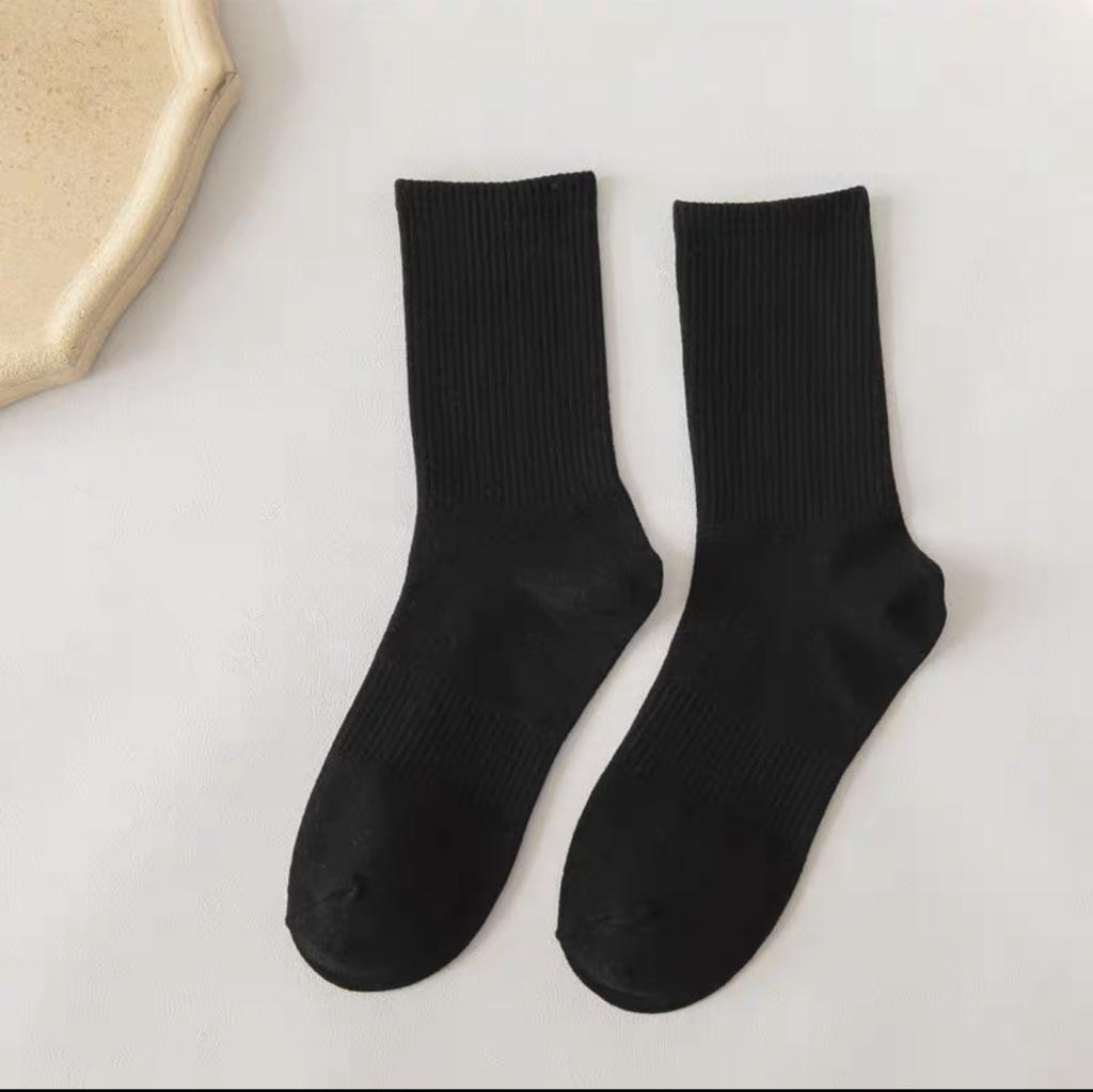 Basic Black, White And Gray Socks, Solid Color Simple Sports Cotton Socks, Comfortable And Breathable Medium Tube Socks, Stockings