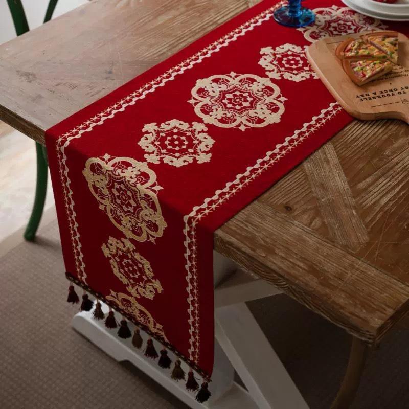 Рождественская снежинка украшение дорожка для стола жаккардовая скатерть для столовой новогодний подарок для дома кухня деревенский декор кровать хвост флаг чехол