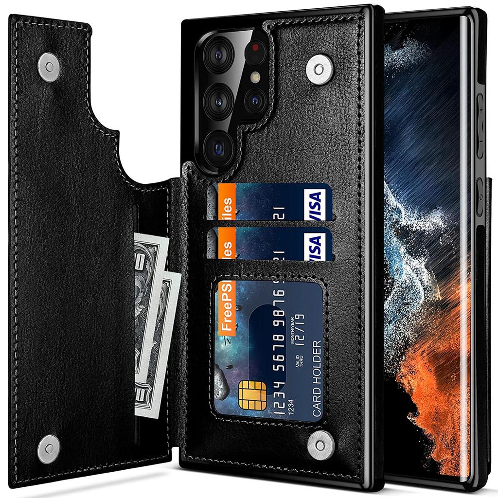 Для Samsung Galaxy S22 Ultra чехол-кошелек ID слот для кредитных карт держатель для наличных карман рукав из искусственной кожи чехол с магнитной застежкой