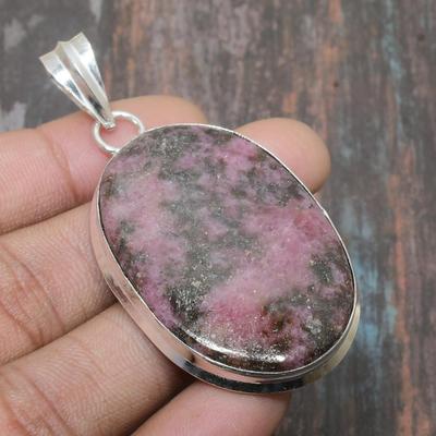 Ювелирный кулон ручной работы из стерлингового серебра 925 пробы с родонитом для нее