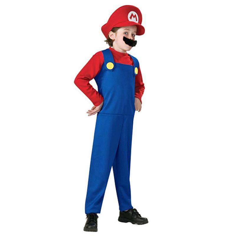 Halloween Super Mario Costume Anime Cosplay Mario Suit Theme Party Performance Outfit Adult Kids Festive Celebration