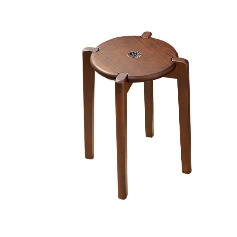 Chinese Style Solid Wood Stackable Stools Durable Square Round Low Wooden Small Bench for Home Dining Room