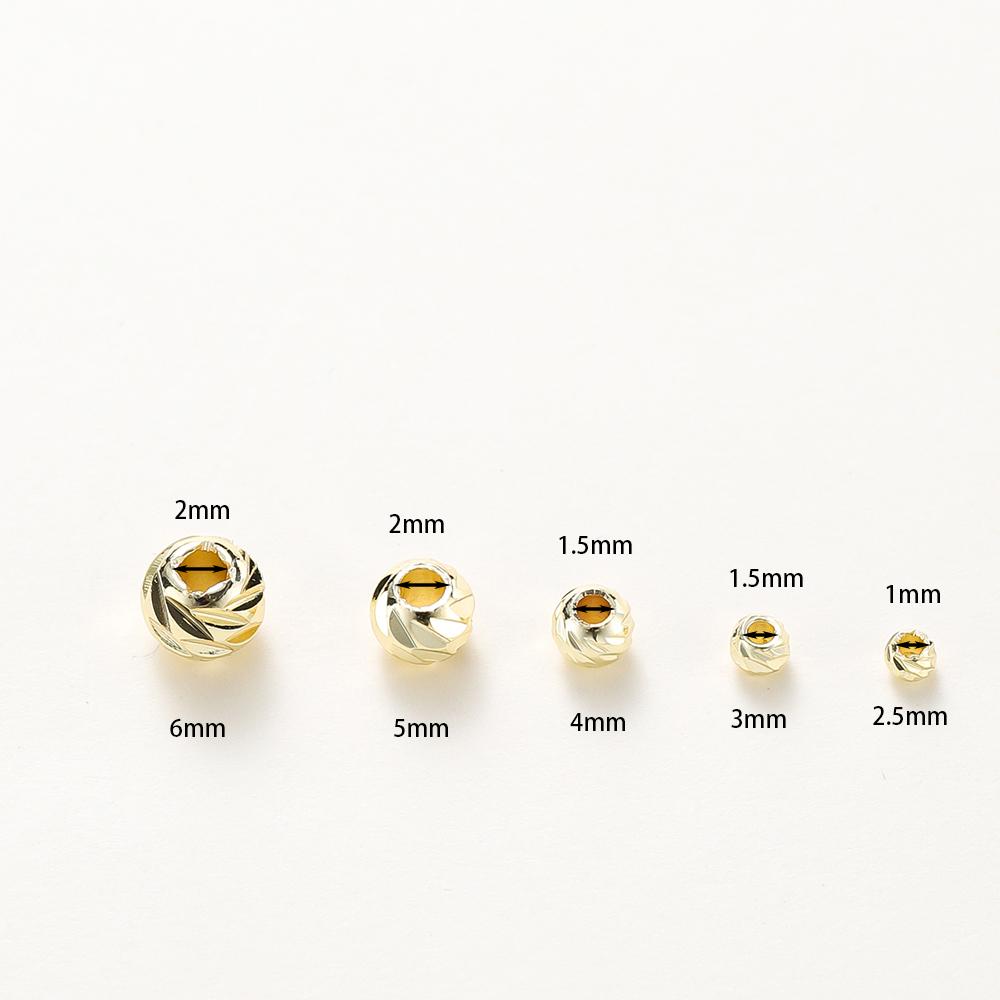 20pcs/lot 14K 18K Gold Round Loose Beads Bracelet Necklace Spacer Brass Beads For DIY Earing Making Accessories Whosale Findings