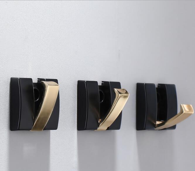 Tuqiu Черный крючок для халата Складная антикварная вешалка для одежды Вешалка для полотенец Алюминиевый кухонный крючок Дверная вешалка для настенного монтажа