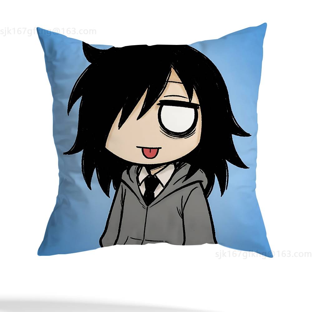 Anime Kuroki Tomoko Pillow Case Square Double-Sided Printing Short Plush Sofa Cushion Cover Bedroom Bedside Pillow