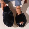 Women's Fur Slippers Are Fashionable for Outdoor Wear Cross-over for Home Use Non-slip and Fashionable Plush Lazy Cotton Slippers