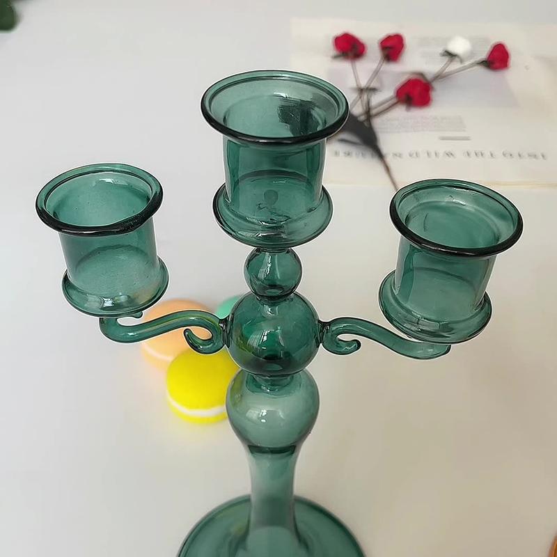 3 Heads Decorative Candle Holders Colorful Glass Flower Vase for Home Decoration Wedding Decoration Centerpieces Candlestic