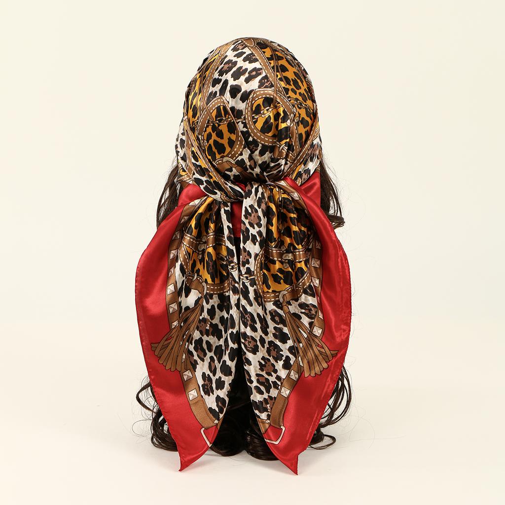 90*90cm Leopard Printed Square Scarf Women Luxury Designers Scarf Fashion Dot Headband Matte Satin Silk Hair Band Handkerchief